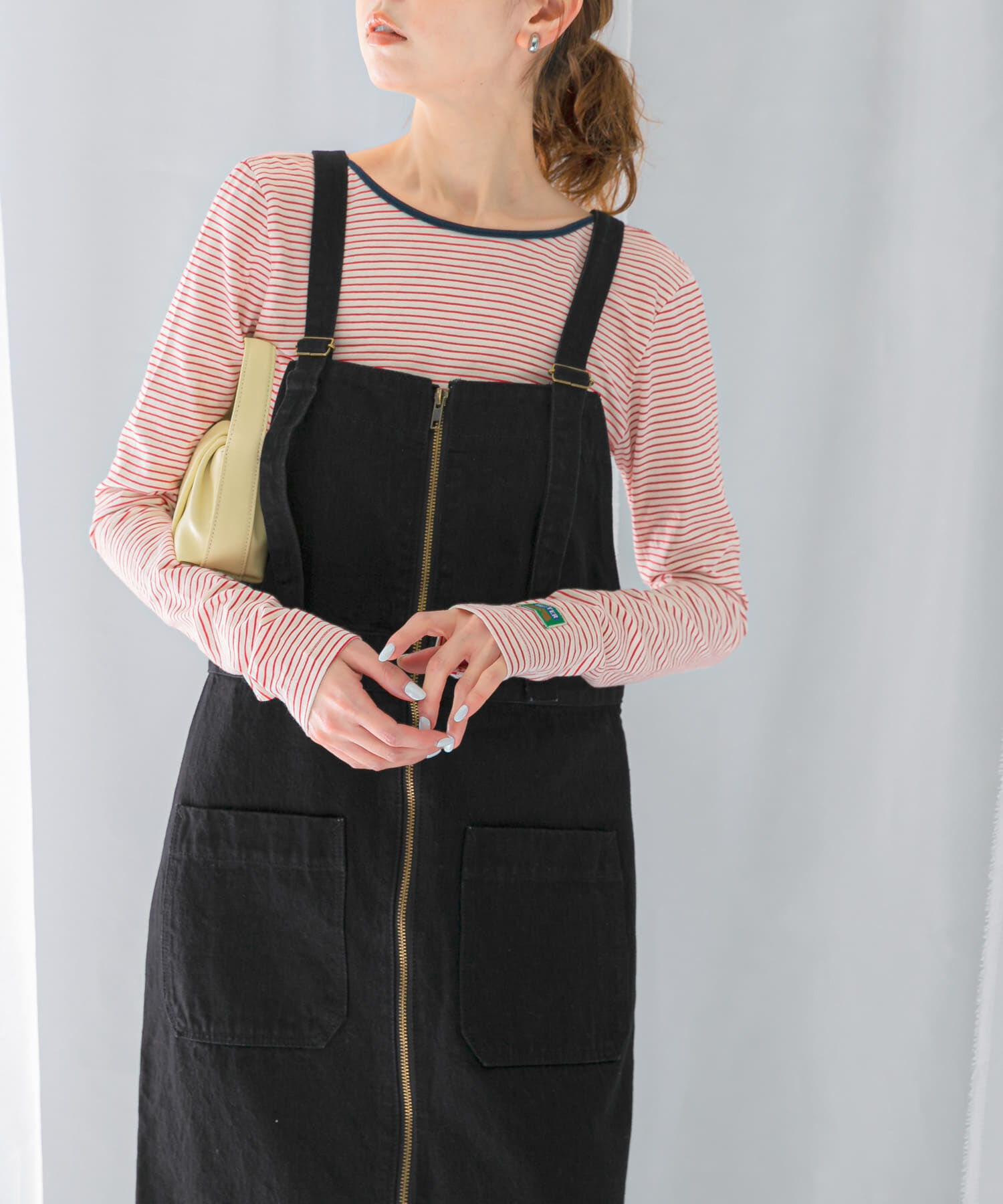 URBAN RESEARCH ROSSO「GREEN BUTTER　Two-way Stripe Patch T-shirts」|Tシャツ・カットソー|レッド