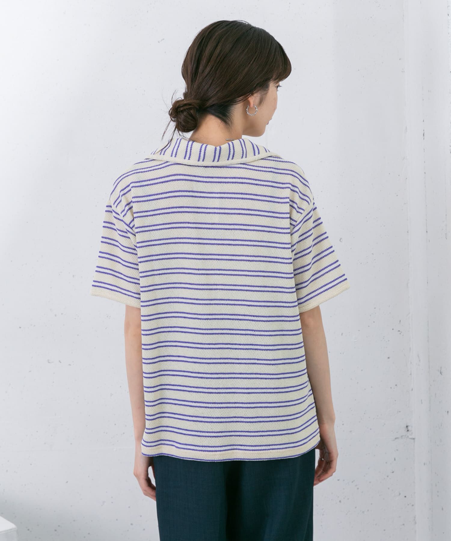  「Vネックボーダープルオーバー」|Tシャツ・カットソー|