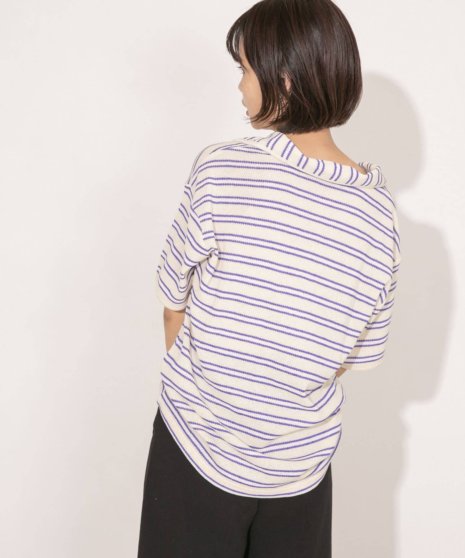  「Vネックボーダープルオーバー」|Tシャツ・カットソー|