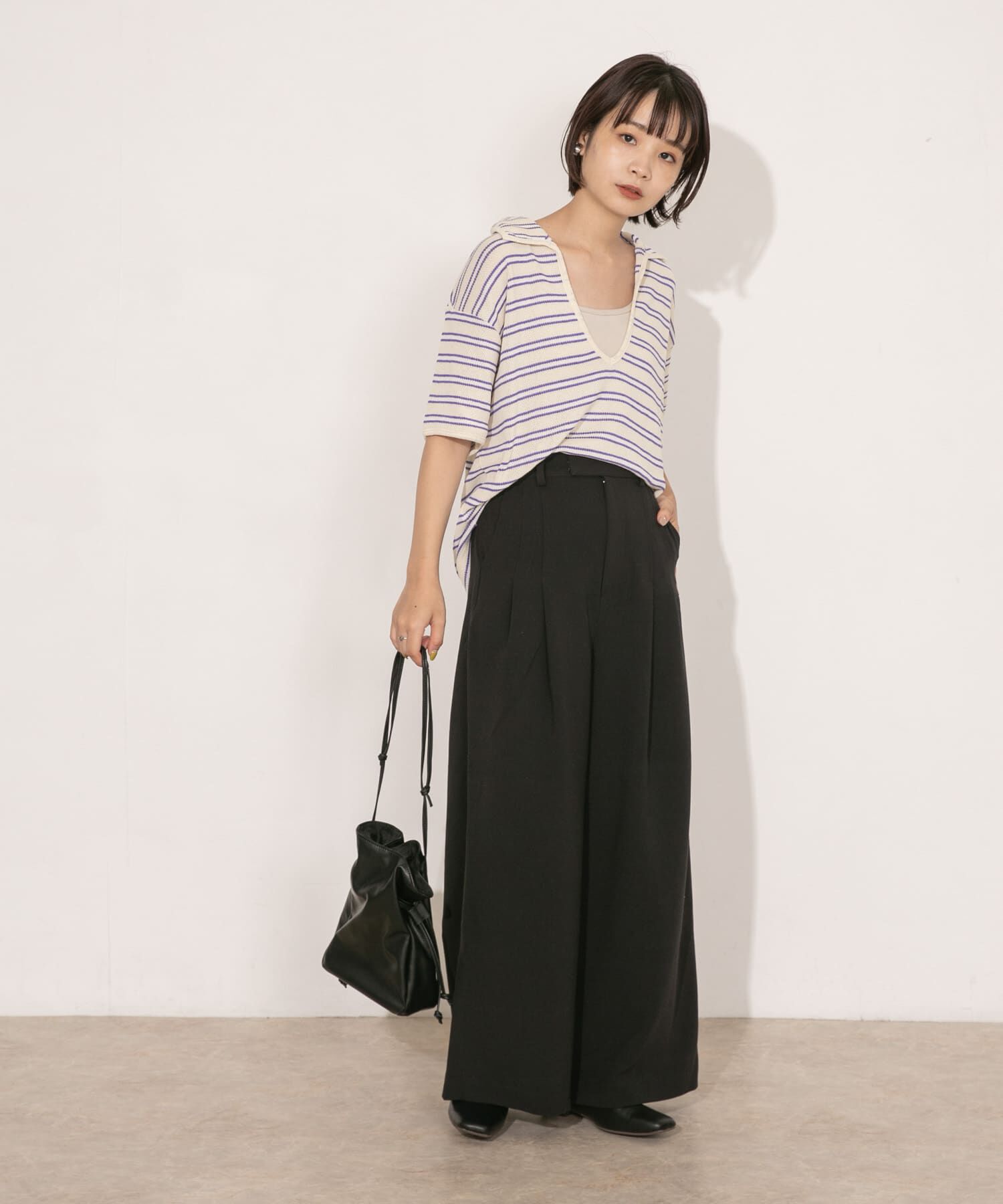  「Vネックボーダープルオーバー」|Tシャツ・カットソー|