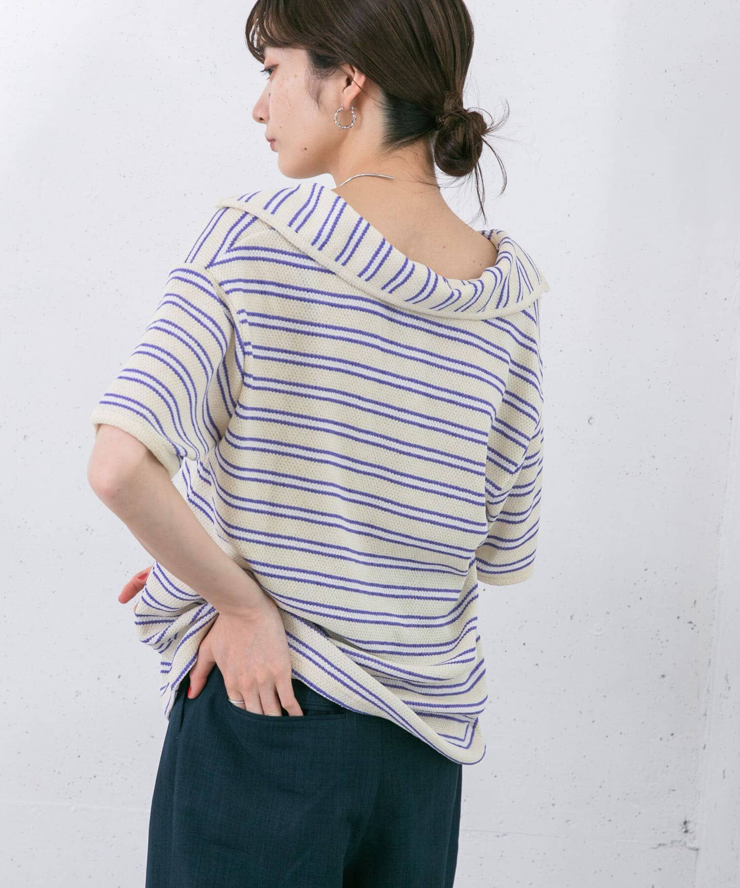  「Vネックボーダープルオーバー」|Tシャツ・カットソー|