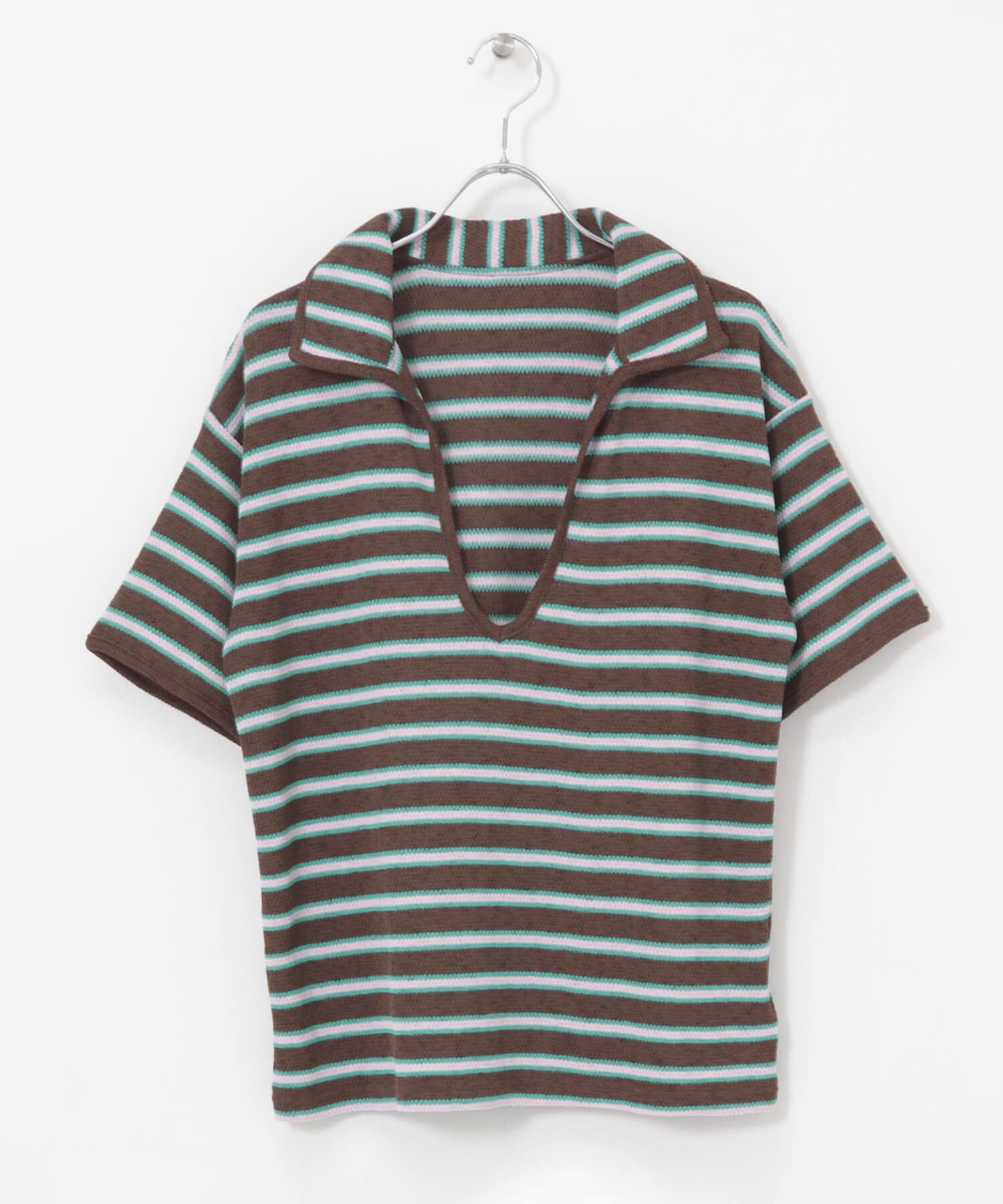  「Vネックボーダープルオーバー」|Tシャツ・カットソー|