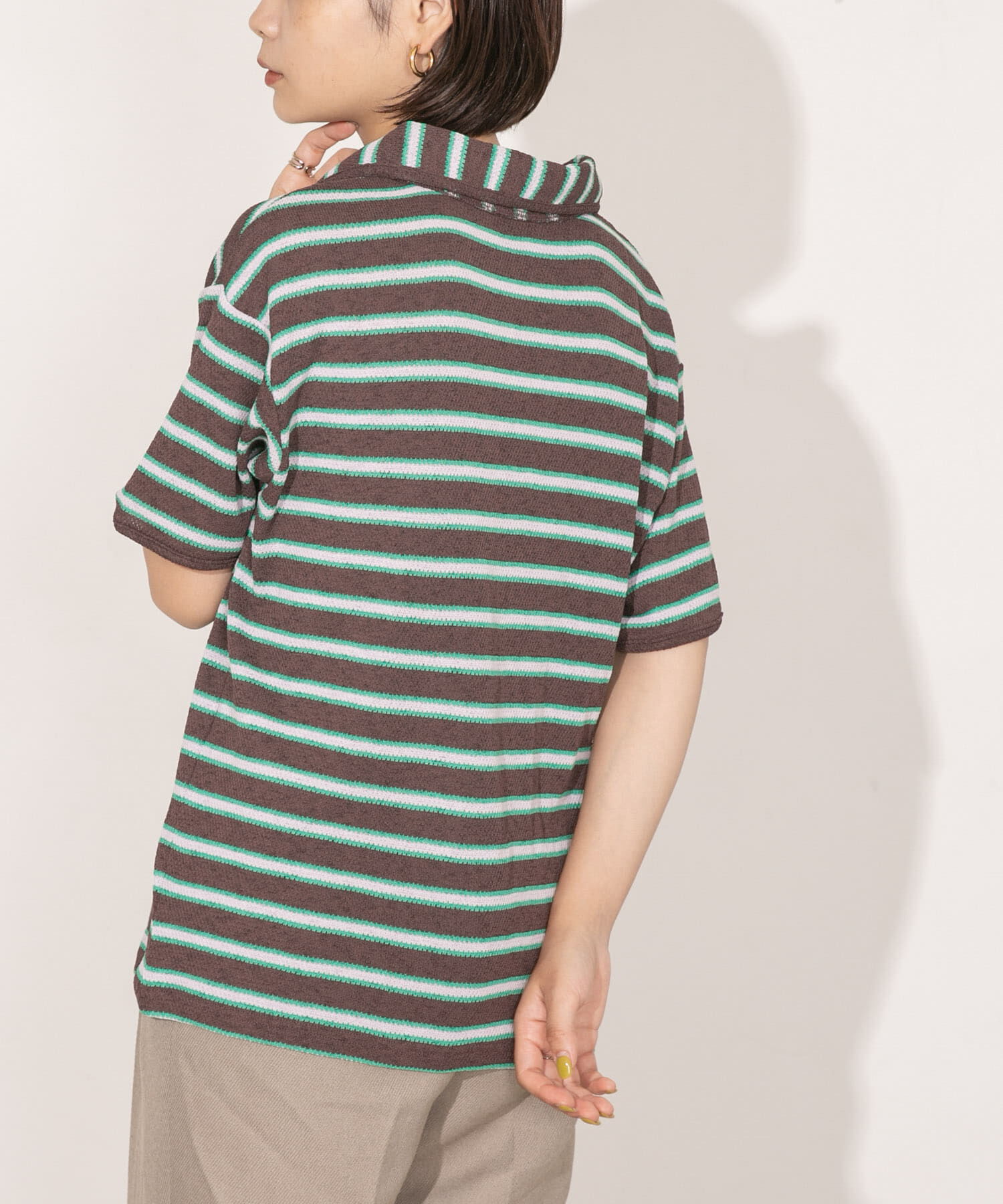  「Vネックボーダープルオーバー」|Tシャツ・カットソー|