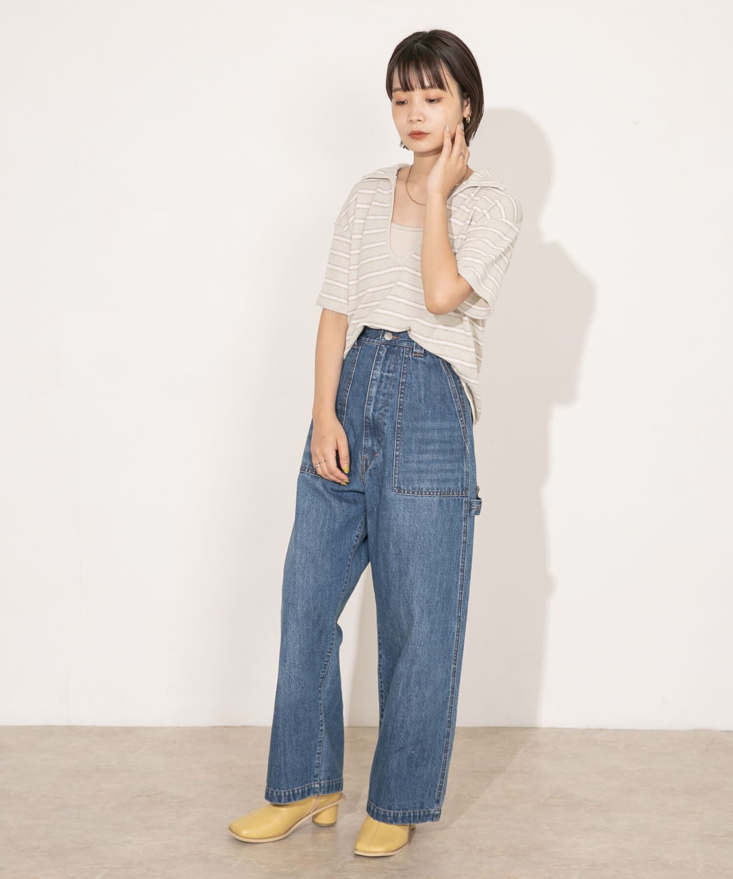  「Vネックボーダープルオーバー」|Tシャツ・カットソー|