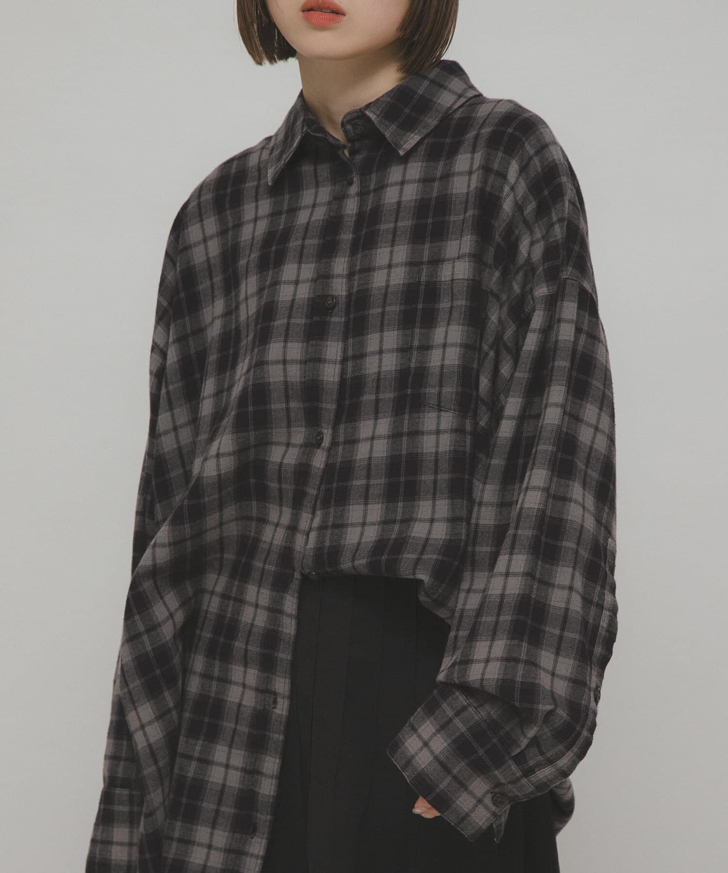  「BIGチェックシャツ」|シャツ・ブラウス|グレー系その他