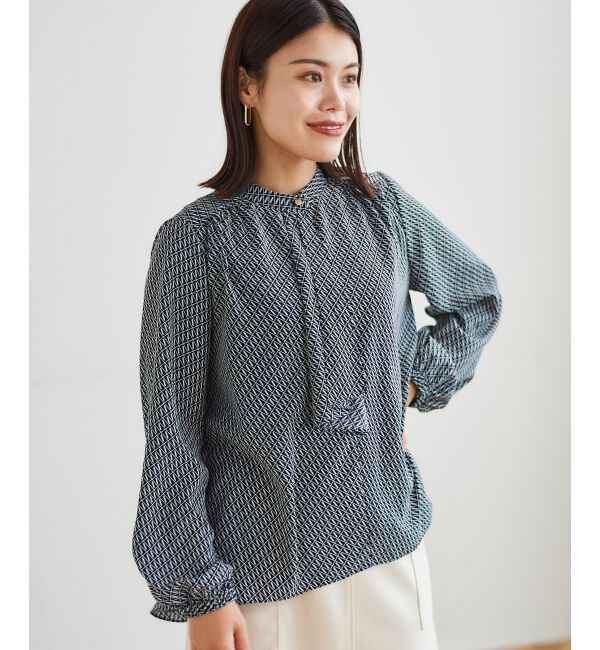 le.coeur blanc「《手洗い可能》デシンキカプリントスカーフタイブラウス」|シャツ・ブラウス|