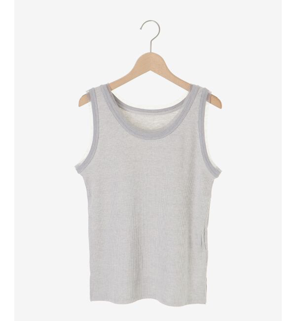  「ラメテレコタンク」|タンクトップ|L／グレー