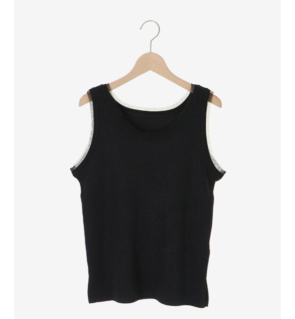  「ラメテレコタンク」|タンクトップ|ブラック