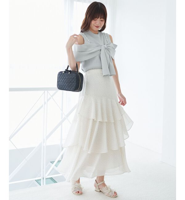  「パールチェーンビジューリボンニット」|ニット・セーター|