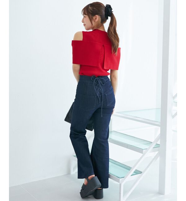  「パールチェーンビジューリボンニット」|ニット・セーター|