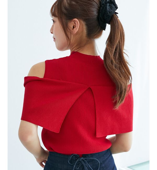  「パールチェーンビジューリボンニット」|ニット・セーター|