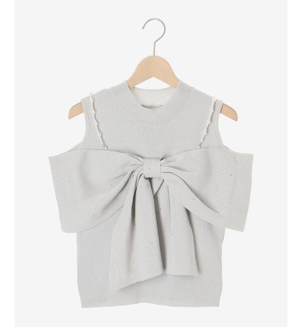  「パールチェーンビジューリボンニット」|ニット・セーター|