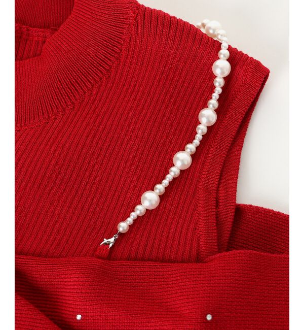  「パールチェーンビジューリボンニット」|ニット・セーター|