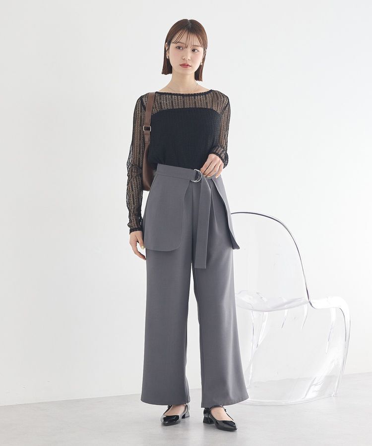 earth music&ecology「レースドッキングボートネックプルオーバー」|Tシャツ・カットソー|