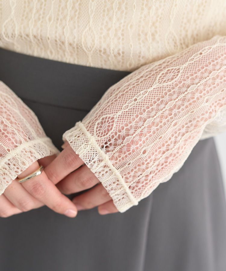 earth music&ecology「レースドッキングボートネックプルオーバー」|Tシャツ・カットソー|