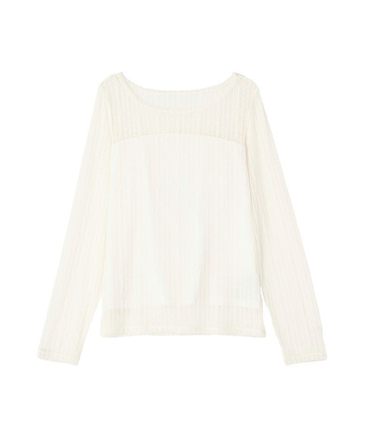 earth music&ecology「レースドッキングボートネックプルオーバー」|Tシャツ・カットソー|