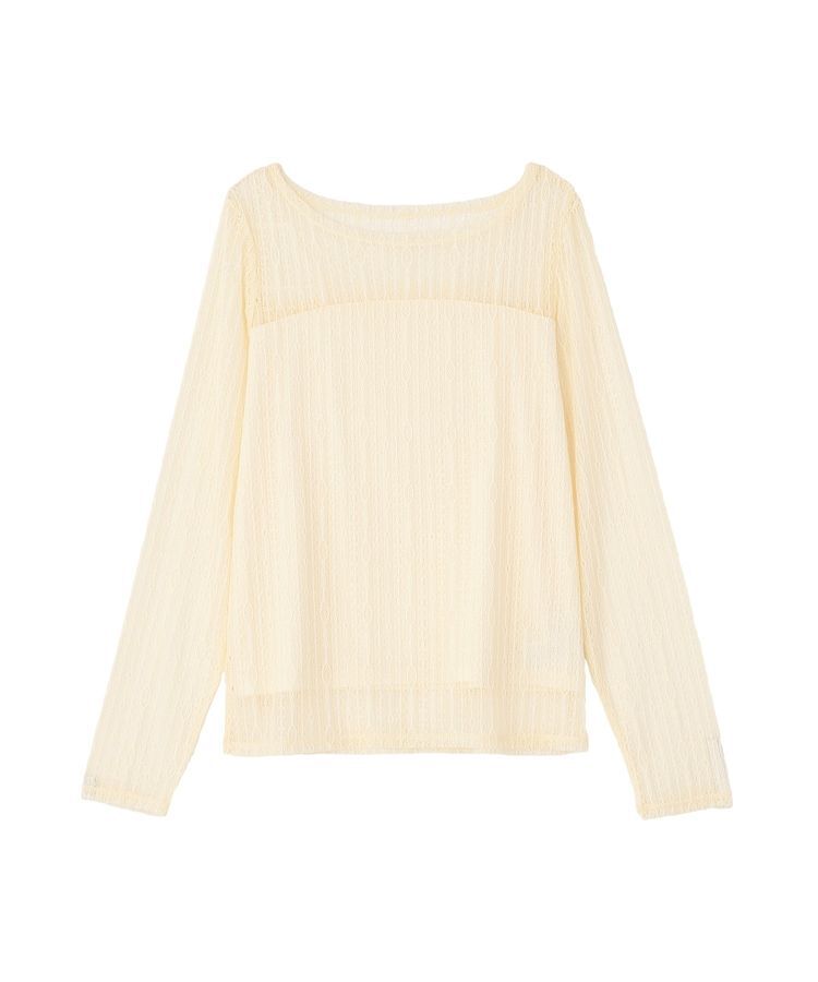 earth music&ecology「レースドッキングボートネックプルオーバー」|Tシャツ・カットソー|