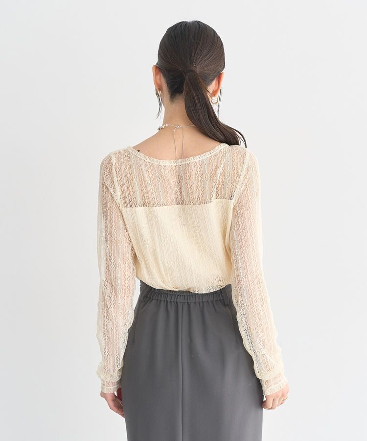 earth music&ecology「レースドッキングボートネックプルオーバー」|Tシャツ・カットソー|