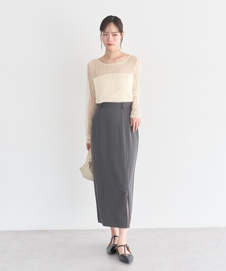 earth music&ecology「レースドッキングボートネックプルオーバー」|Tシャツ・カットソー|