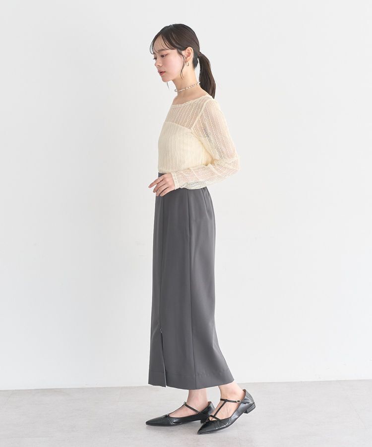 earth music&ecology「レースドッキングボートネックプルオーバー」|Tシャツ・カットソー|