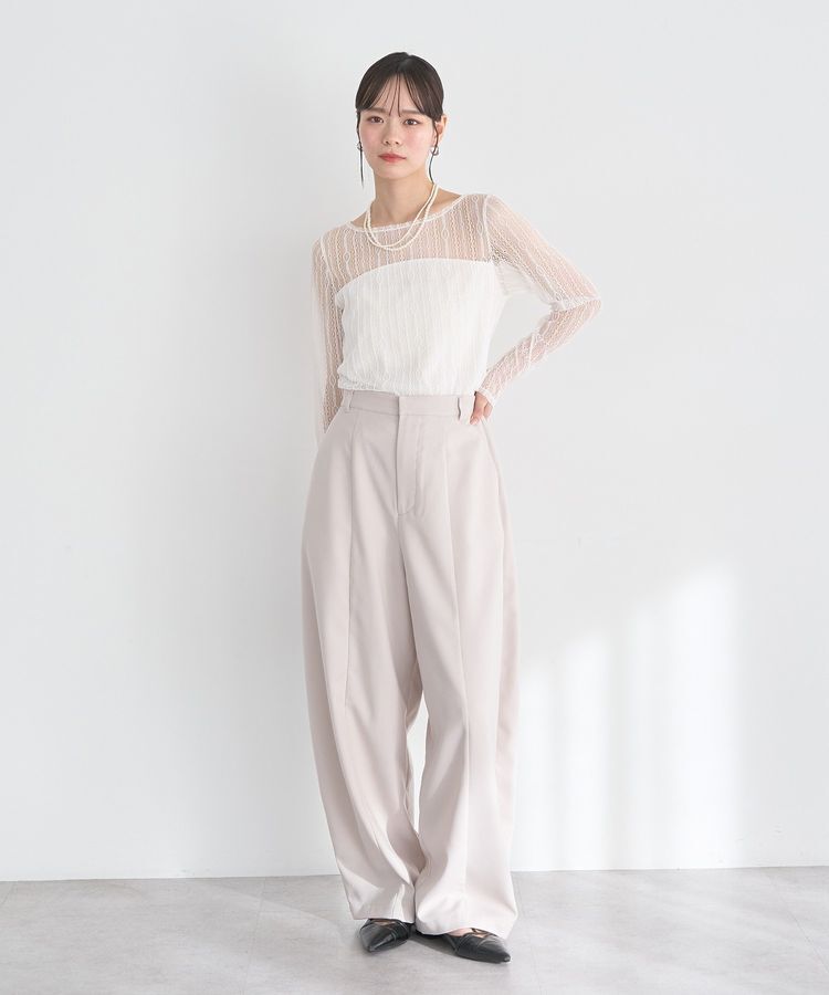 earth music&ecology「レースドッキングボートネックプルオーバー」|Tシャツ・カットソー|