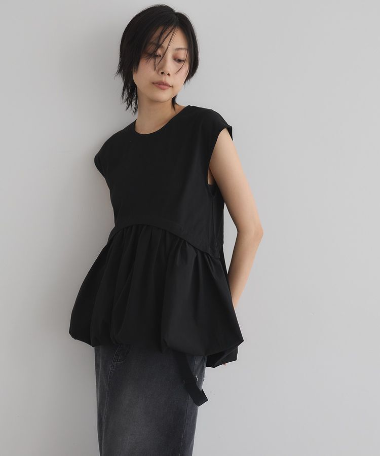 GARAGE OF GOOD CLOTHING「異素材MIXコクーンプルオーバー」|Tシャツ・カットソー|Black