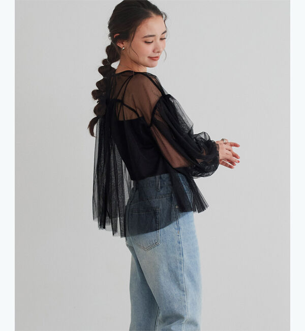 titivate「シアーボリュームスリーブトップス」|Tシャツ・カットソー|