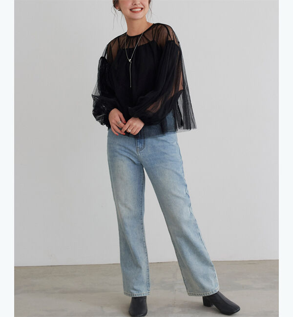 titivate「シアーボリュームスリーブトップス」|Tシャツ・カットソー|