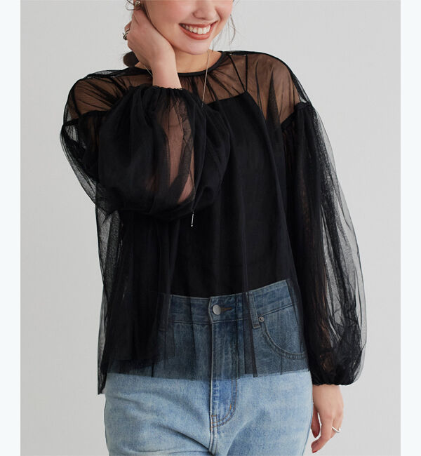 titivate「シアーボリュームスリーブトップス」|Tシャツ・カットソー|