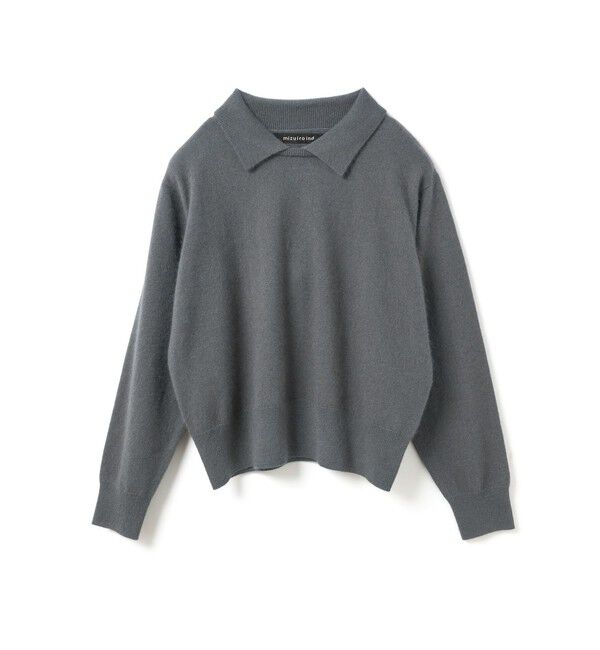 mizuiro ind「mizuiro ind ハイゲージ襟付きプルオーバー」|ニット・セーター|ダークグレー
