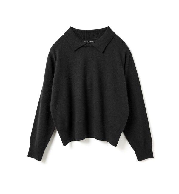 mizuiro ind「mizuiro ind ハイゲージ襟付きプルオーバー」|ニット・セーター|ブラック