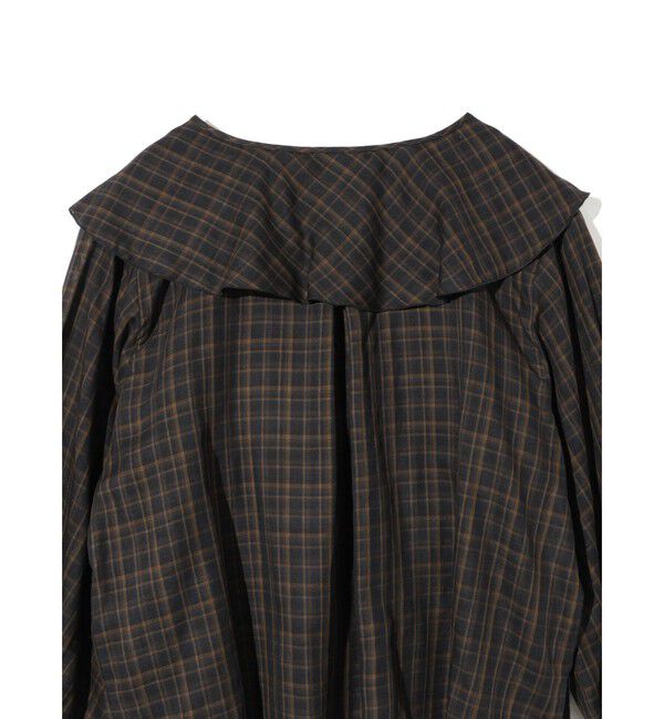 MIDIUMISOLID「MIDIUMISOLID for Ladies チェックビッグフリルカラーブラウス」|シャツ・ブラウス|