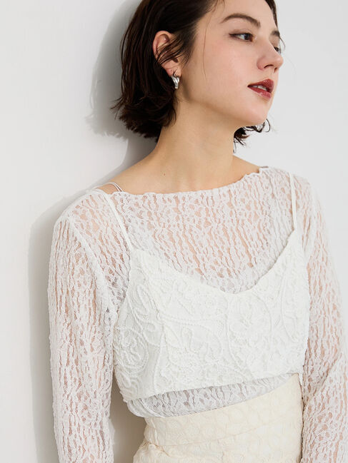 Te chichi「【Atelier Sucre】ロープ刺繍レースキャミブラウス《2025spring catalog item》」|シャツ・ブラウス|オフホワイト