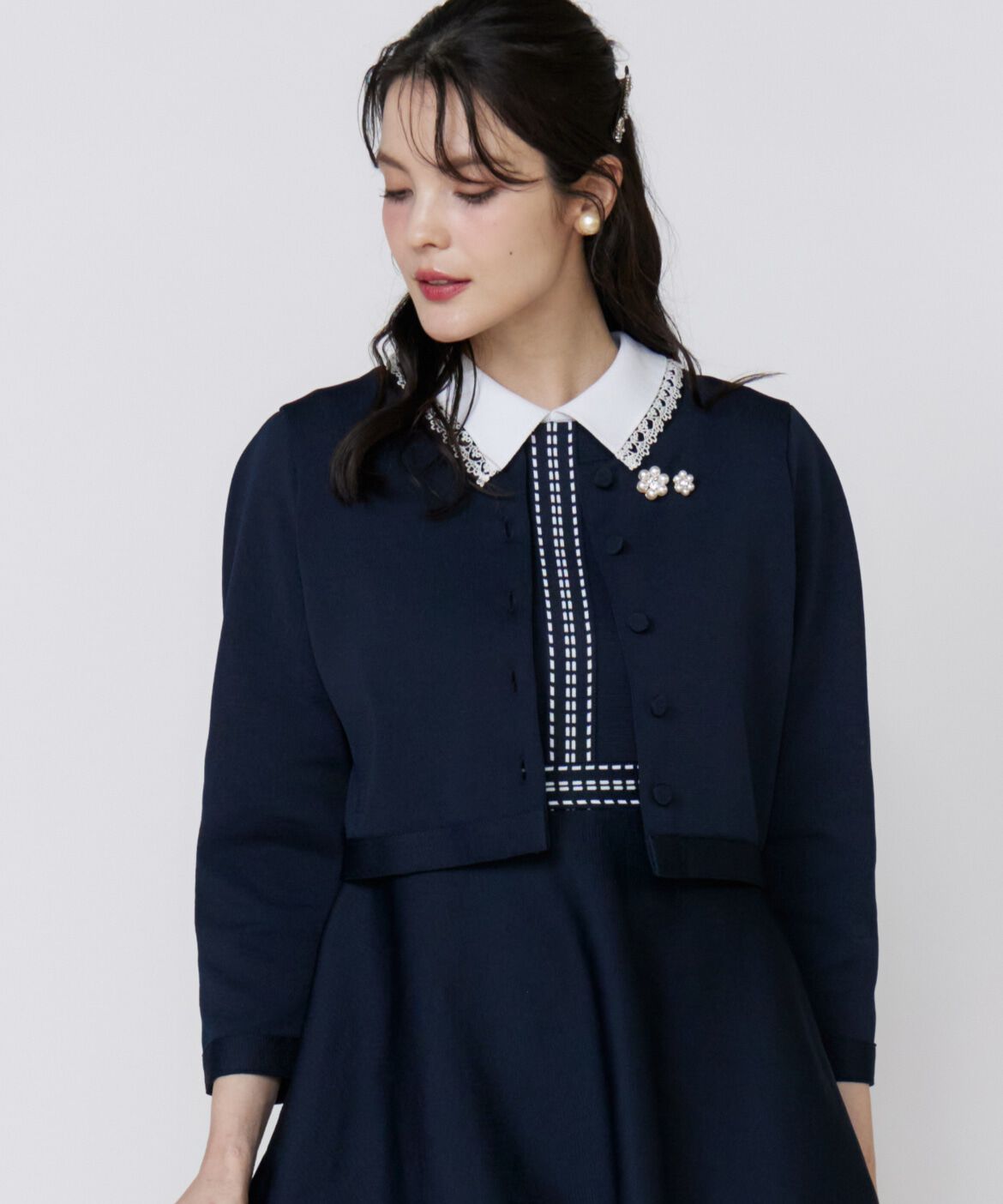 Maglie le cassetto「《M Maglie le cassetto》くるみ釦ニットカーディガン」|カーディガン|ネイビー