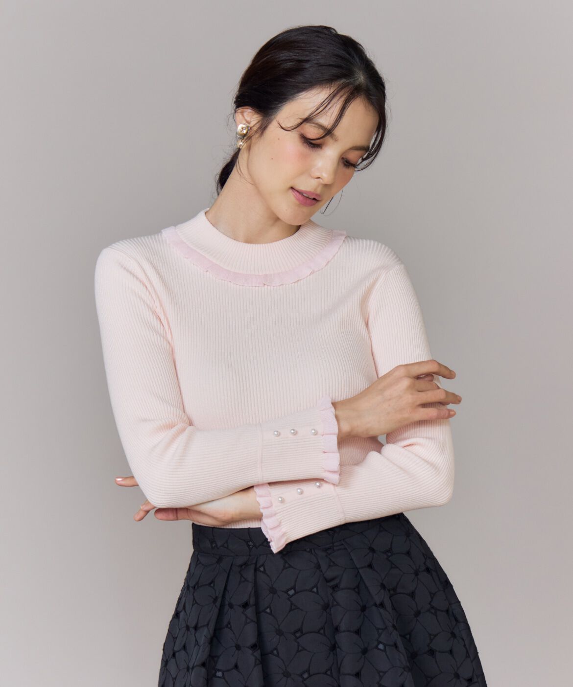 Maglie le cassetto「《大きいサイズ》ハイネックリブプルオーバー」|ニット・セーター|