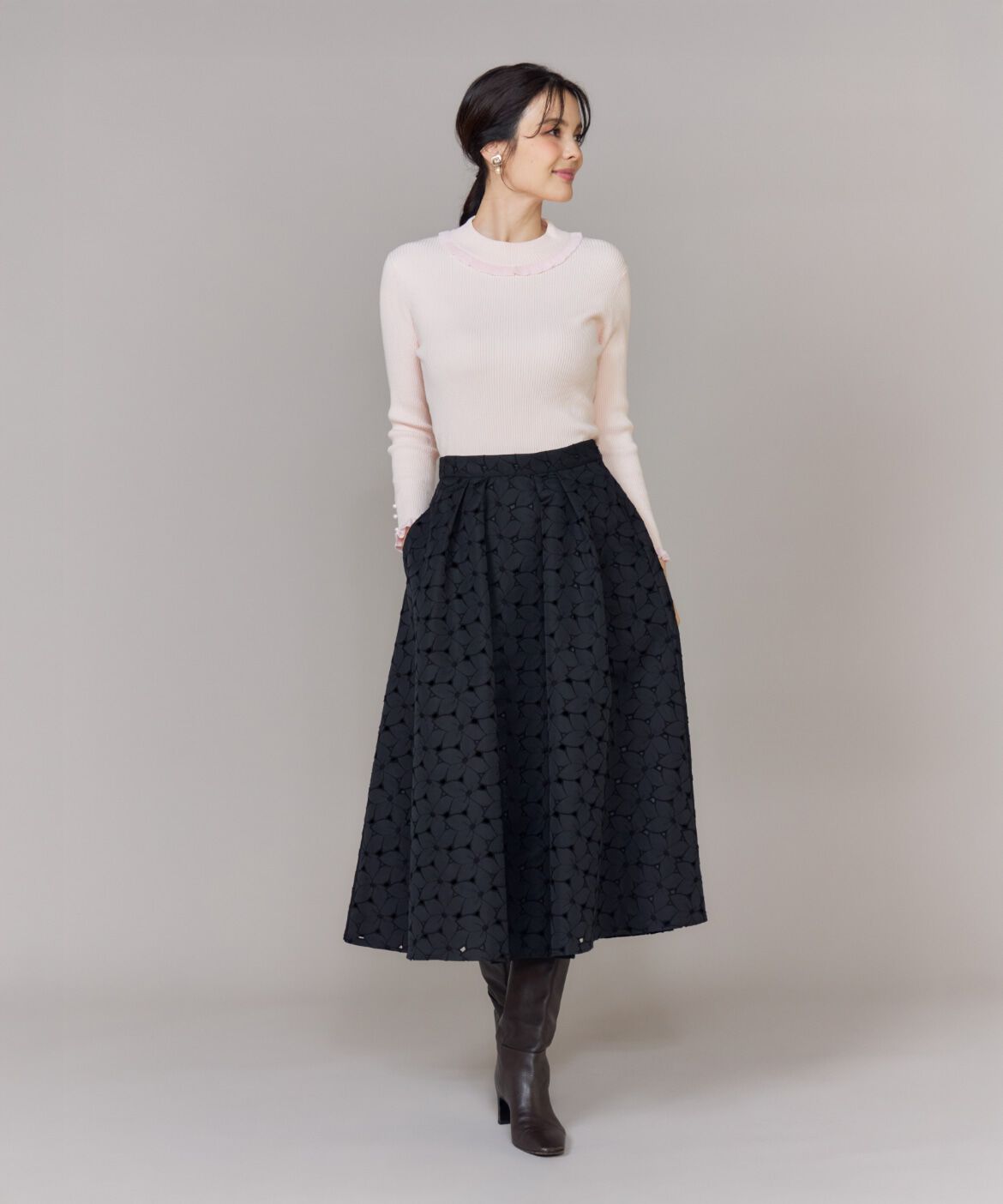 Maglie le cassetto「《大きいサイズ》ハイネックリブプルオーバー」|ニット・セーター|