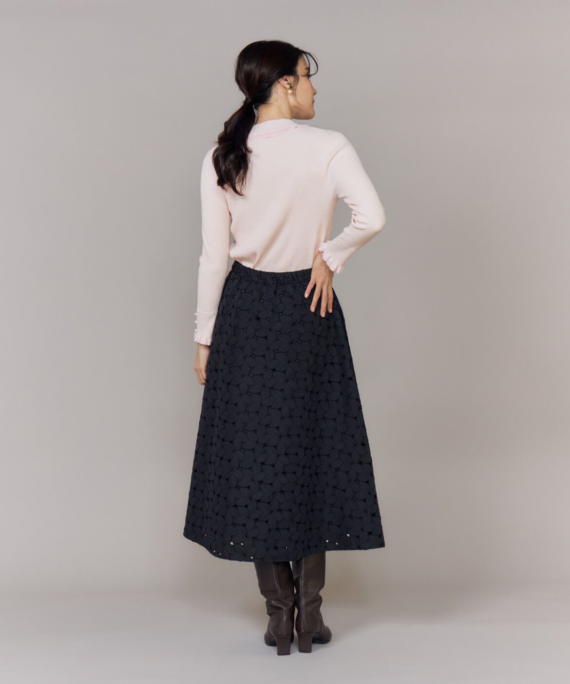 Maglie le cassetto「《大きいサイズ》ハイネックリブプルオーバー」|ニット・セーター|