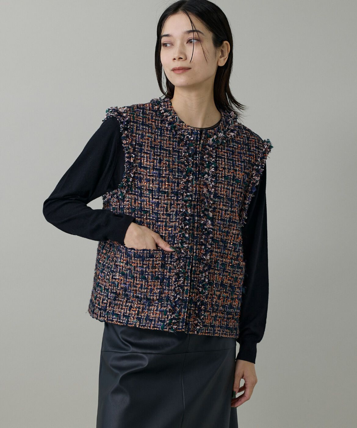 INED「《大きいサイズ》ツイードジレ《TOURNIER/トゥルニエ》」|その他|