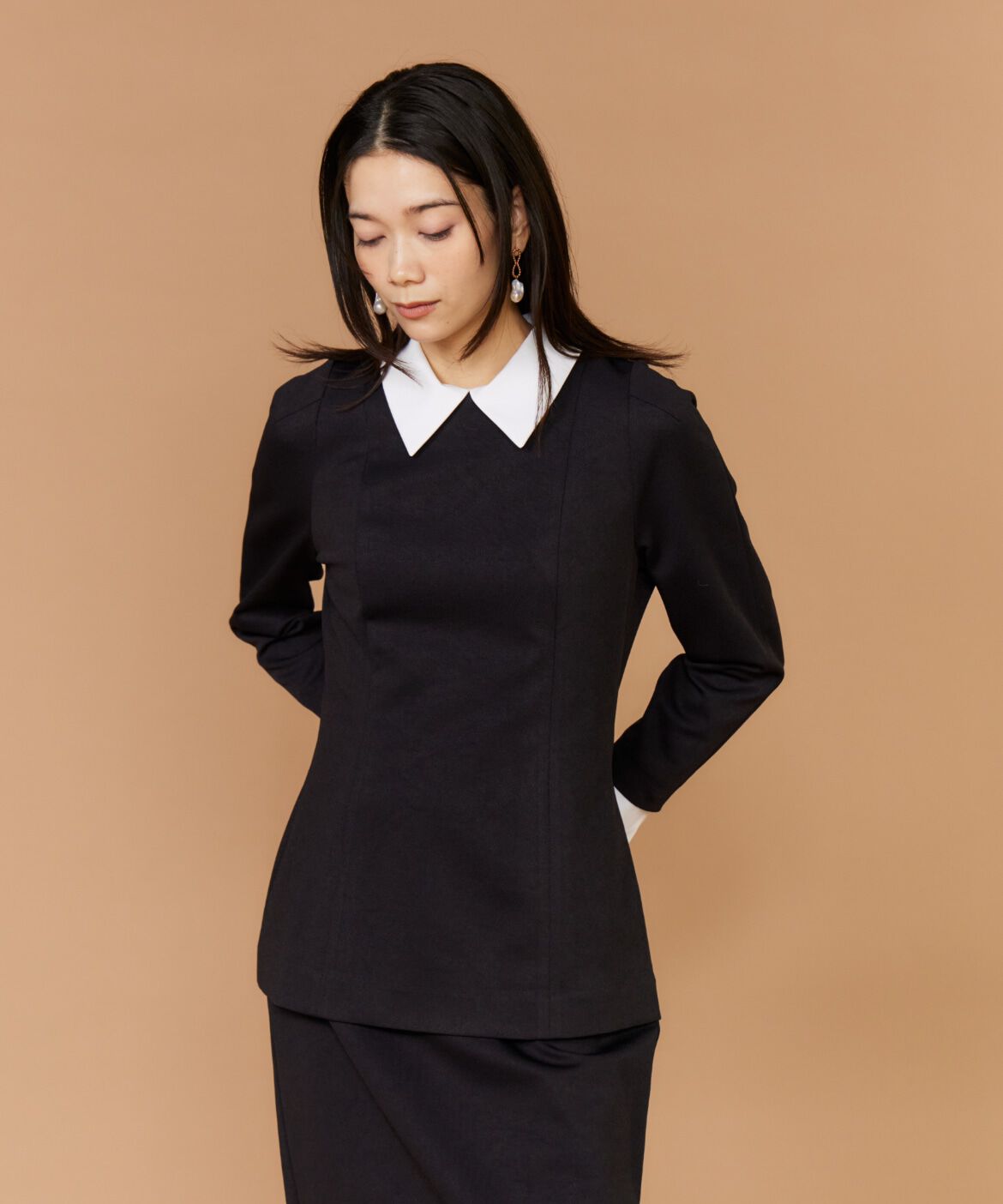 INED「《大きいサイズ》ペプラムトップス」|シャツ・ブラウス|