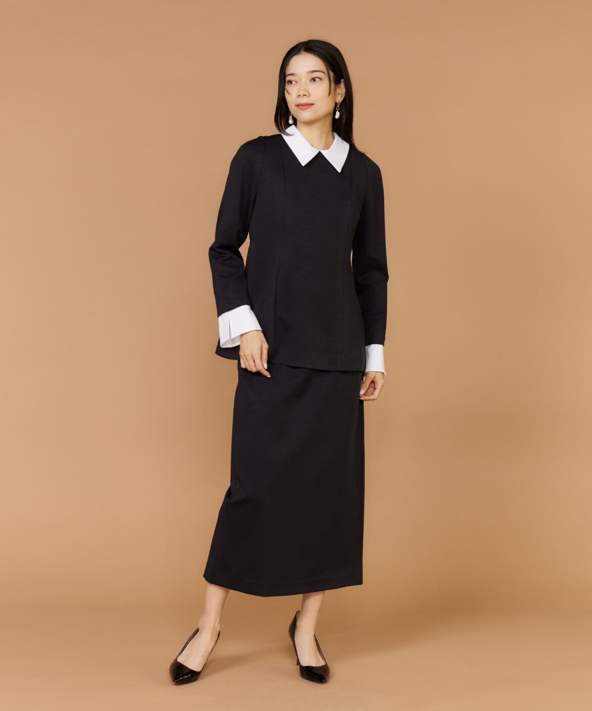 INED「《大きいサイズ》ペプラムトップス」|シャツ・ブラウス|