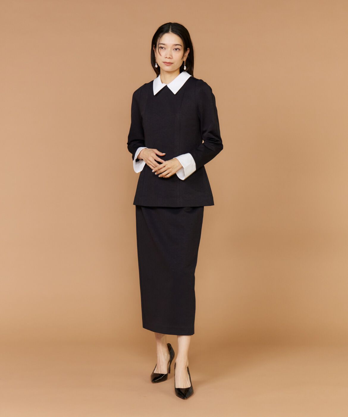 INED「《大きいサイズ》ペプラムトップス」|シャツ・ブラウス|