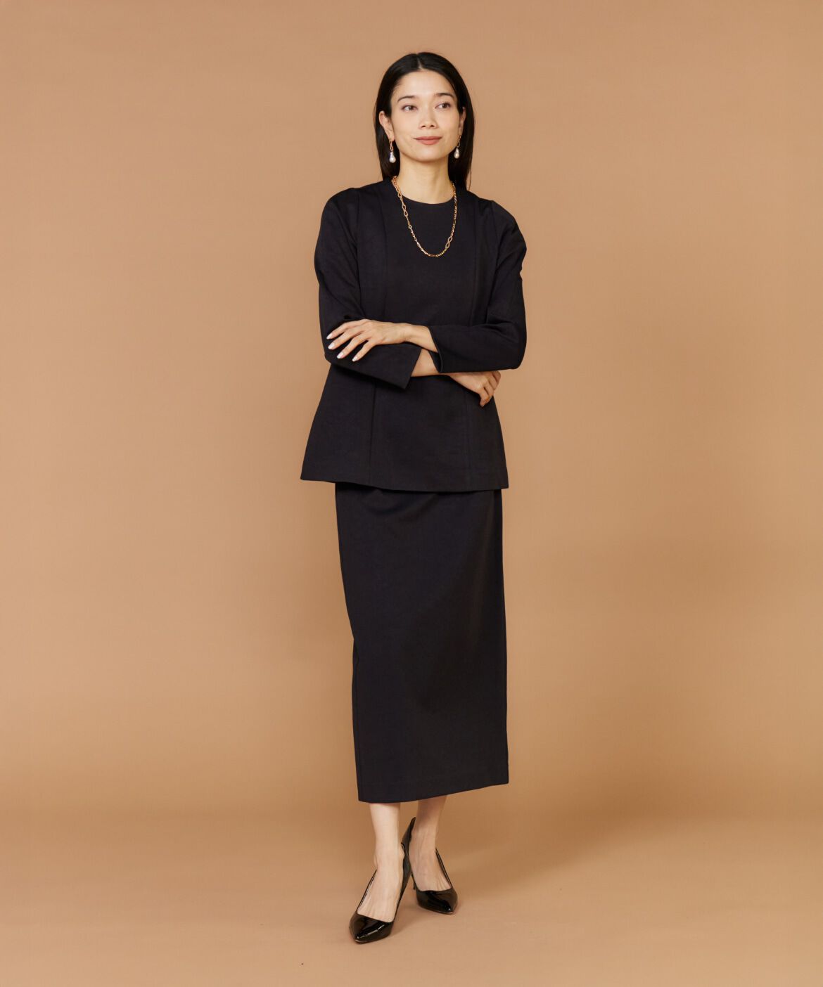 INED「《大きいサイズ》ペプラムトップス」|シャツ・ブラウス|