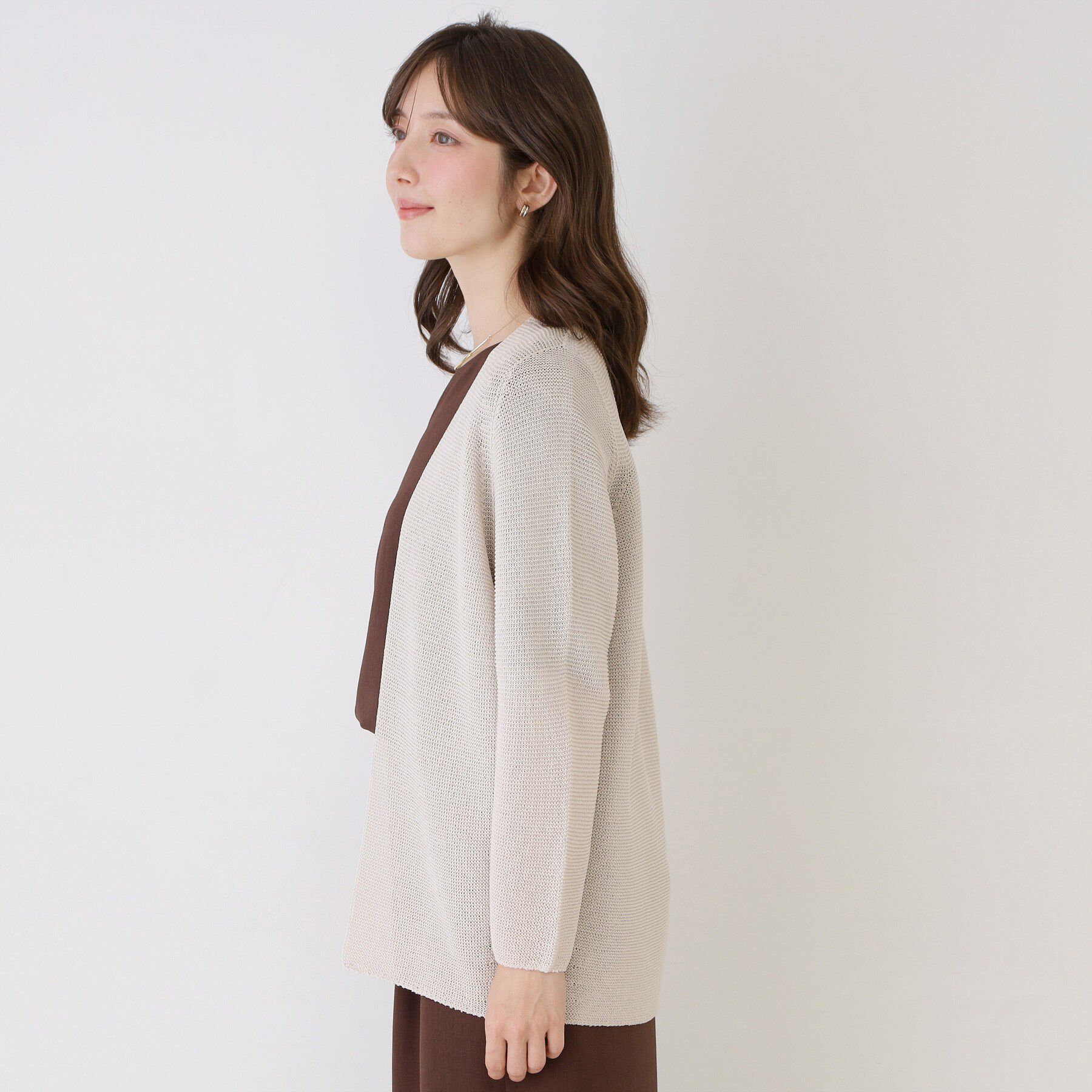 COUP DE CHANCE「【手洗い可／日本製／清涼感／ヒップ丈】麻調着流しカーディガン」|カーディガン|