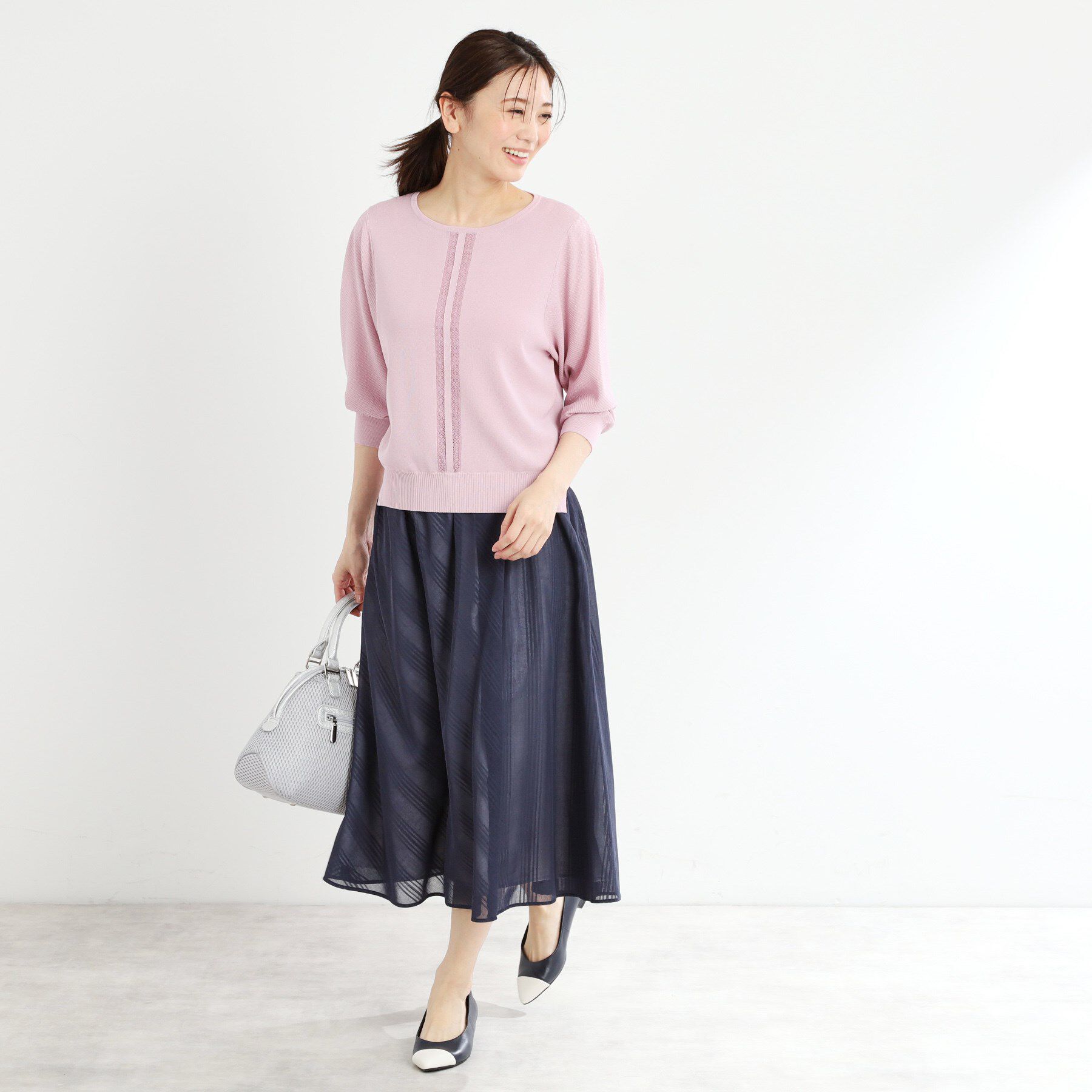 Reflect「【接触冷感／洗える／ジャケットインナーにおすすめ】レースデザインニット」|ニット・セーター|