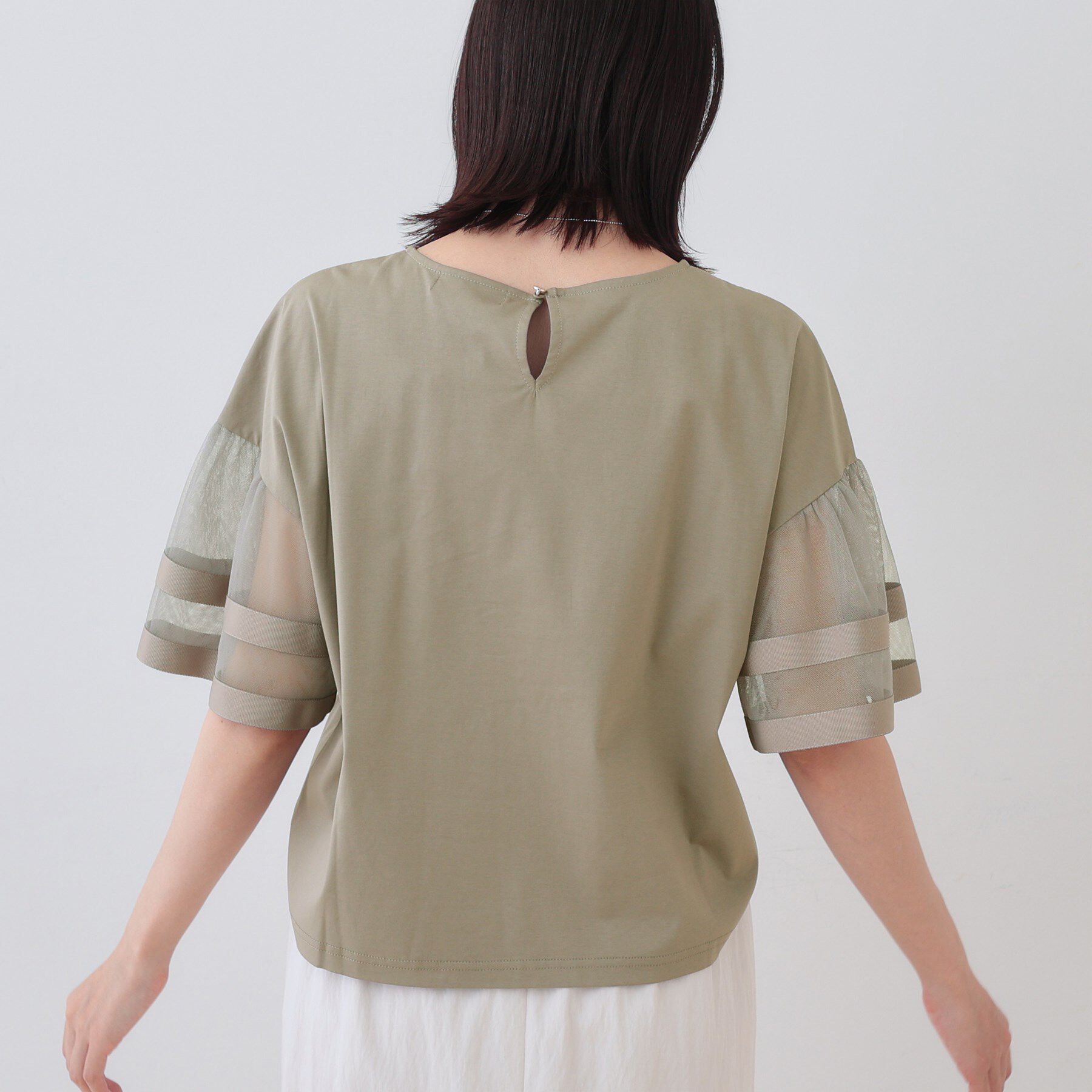 INDIVI「チュールスリーブカットソー」|Tシャツ・カットソー|