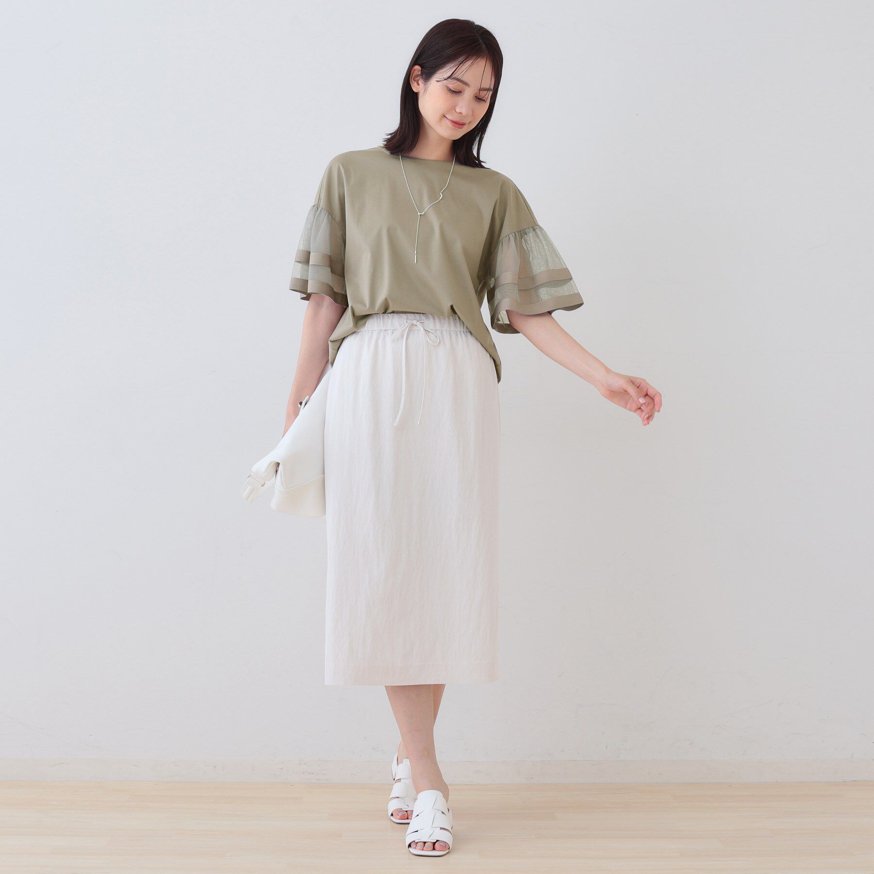 INDIVI「チュールスリーブカットソー」|Tシャツ・カットソー|