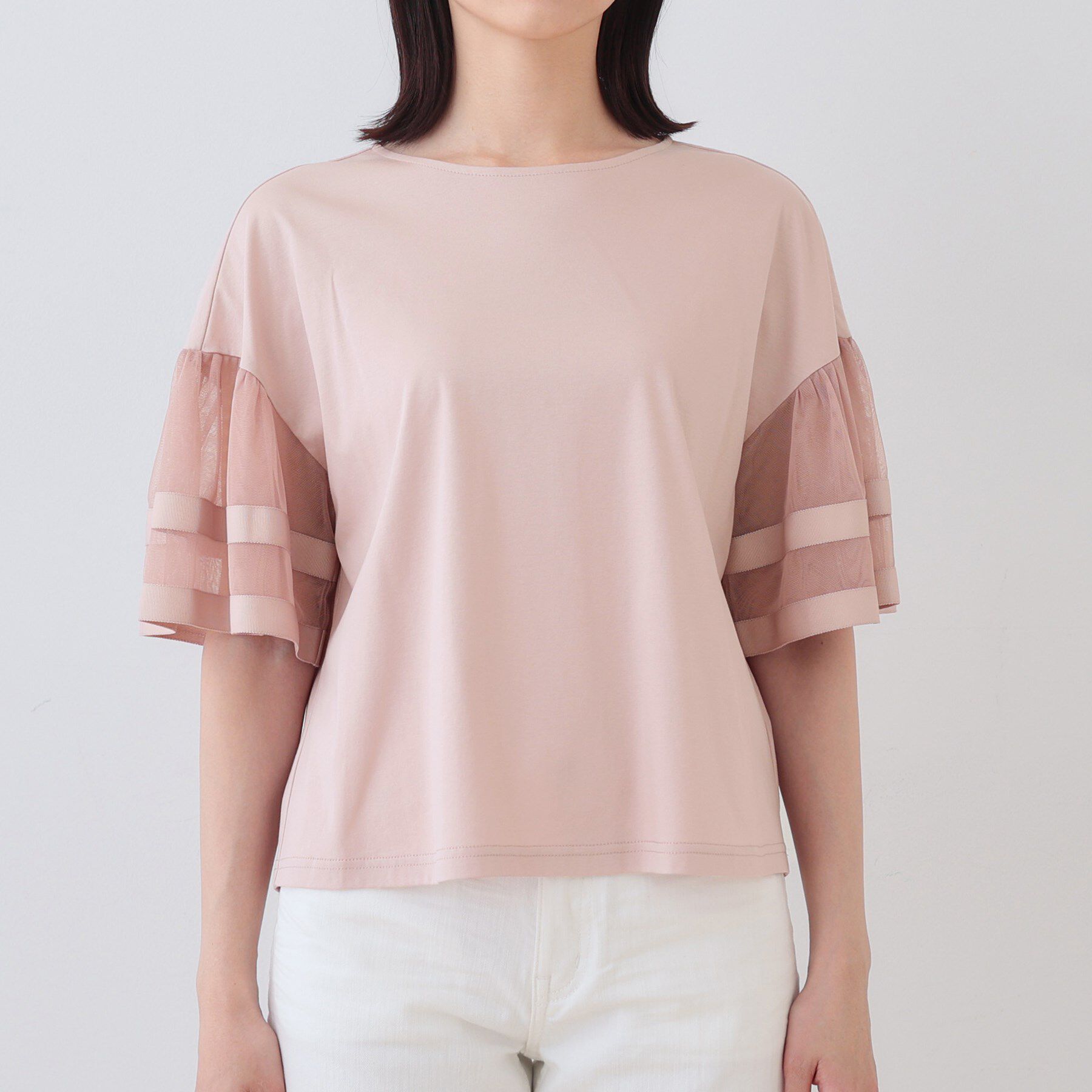 INDIVI「チュールスリーブカットソー」|Tシャツ・カットソー|