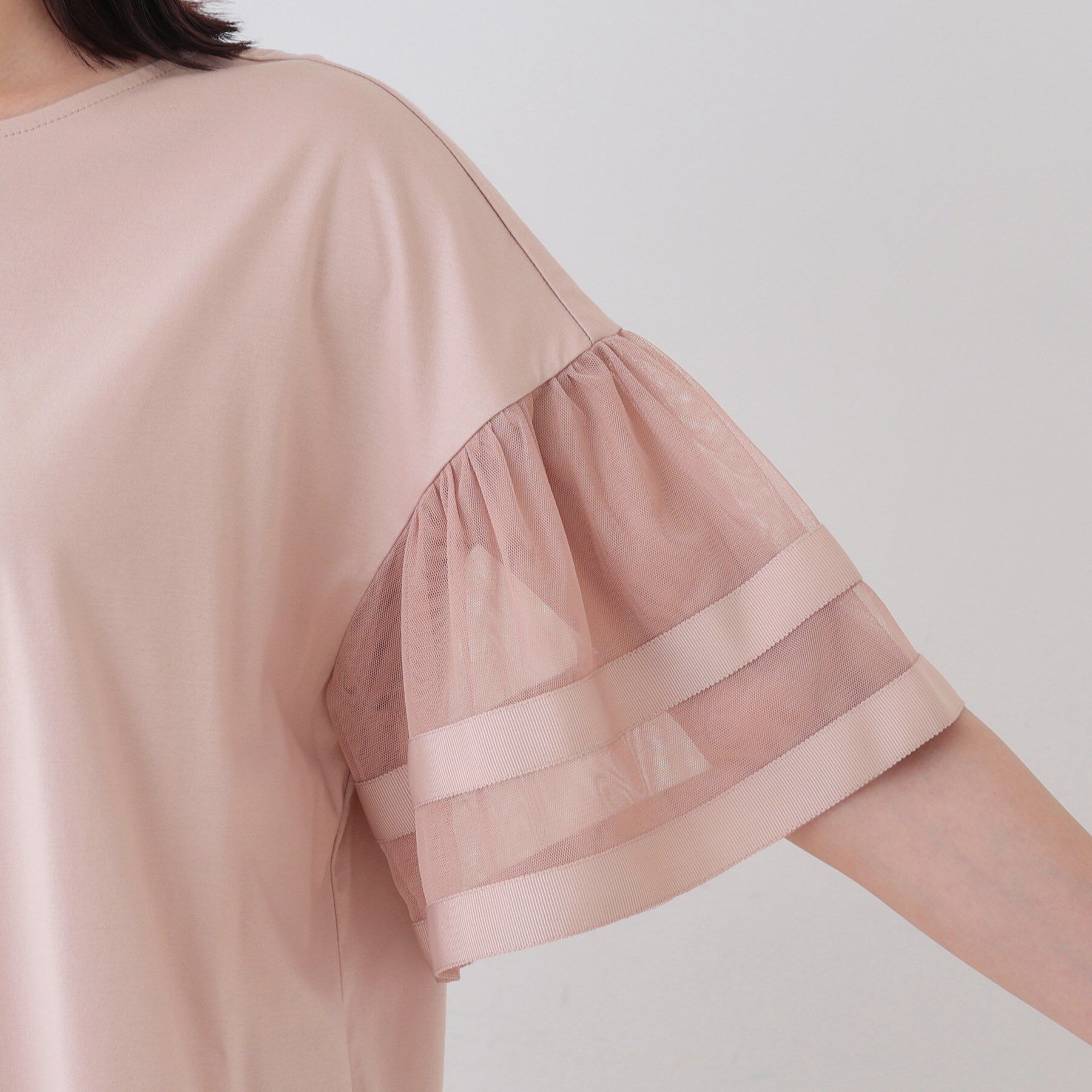 INDIVI「チュールスリーブカットソー」|Tシャツ・カットソー|