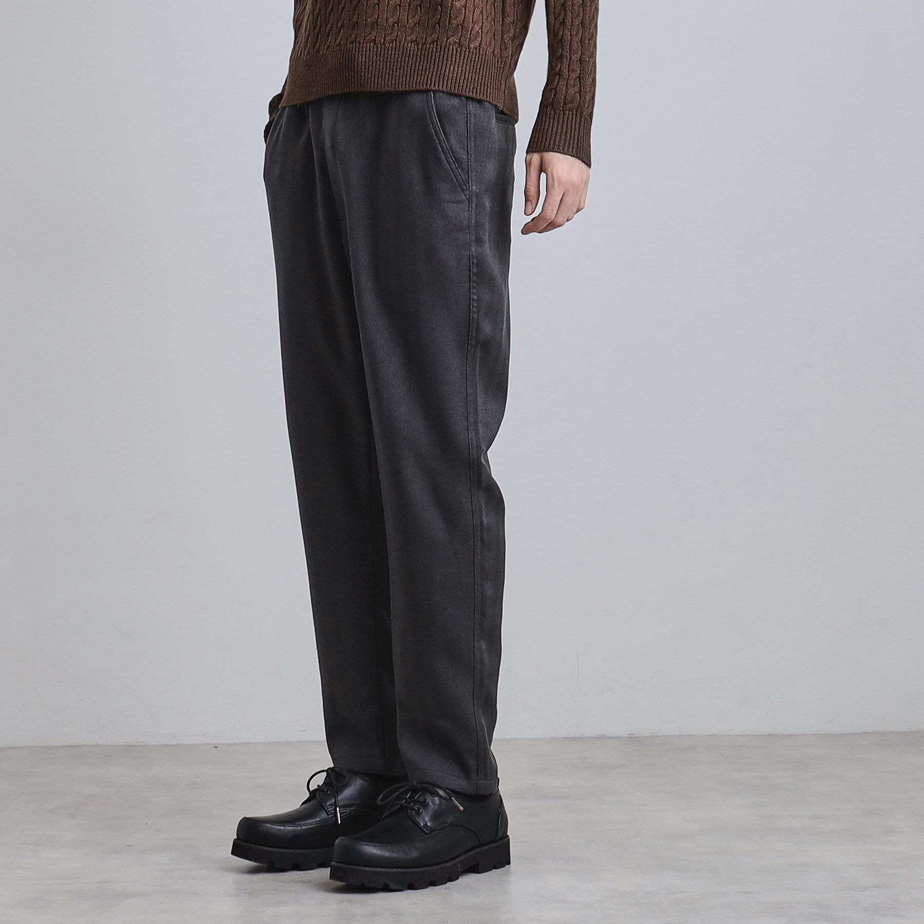 tk.TAKEO KIKUCHI「ウール調ヘリンボンイージーパンツ」|その他|チャコールグレー(0