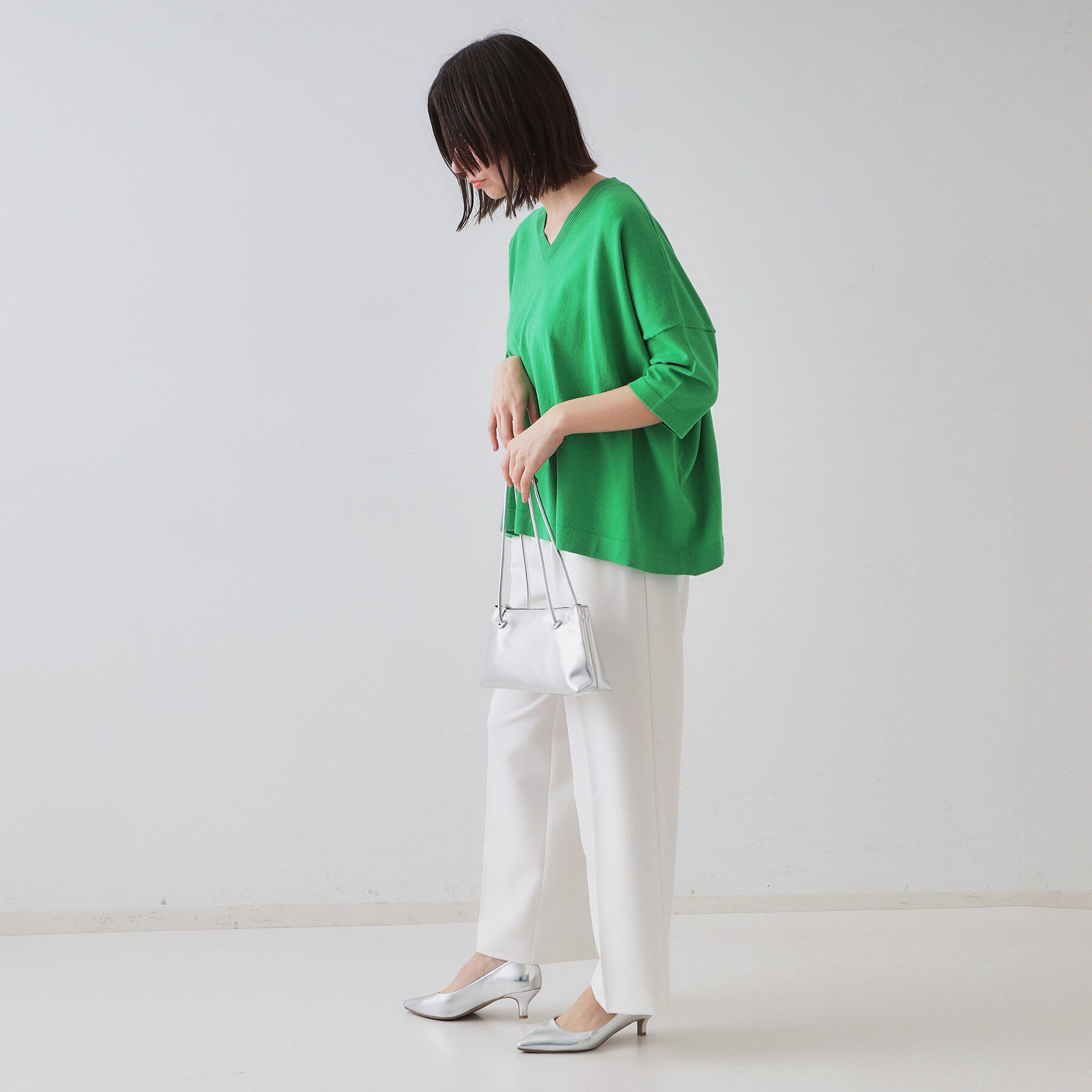 OPAQUE.CLIP「リラクシーワイドVネックニット【洗濯機洗い可】」|ニット・セーター|